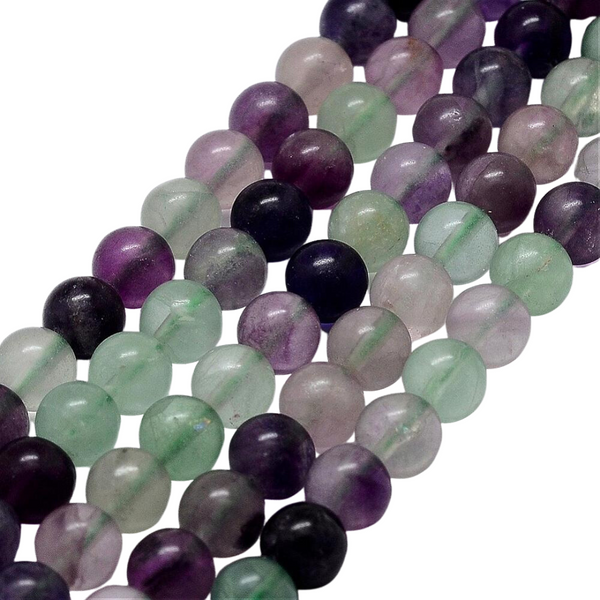 6mm Natural Stone Beads Round Fluorite 10 Pieces