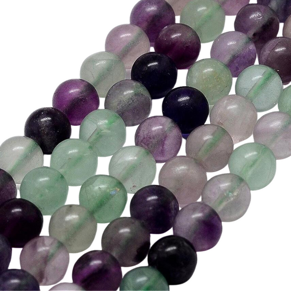 8mm Natural Stone Beads Round Fluorite 10 Pieces