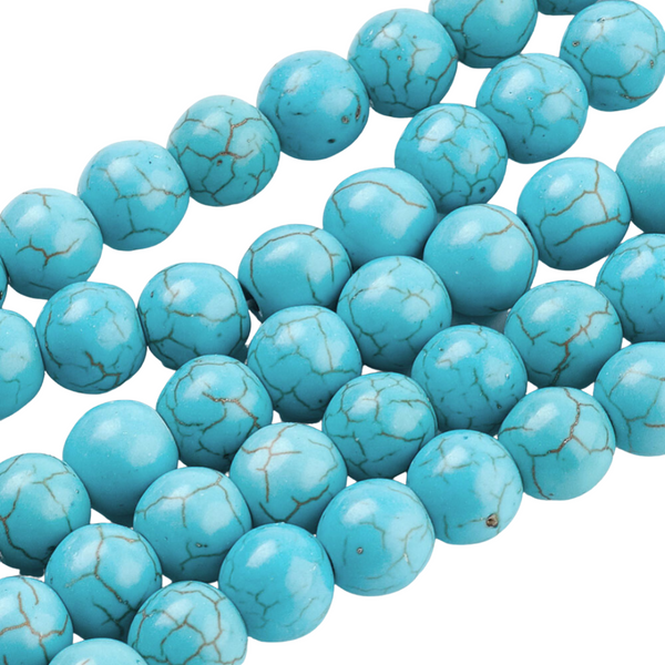 8mm Natural Stone Beads Round Turquoise 10 Pieces
