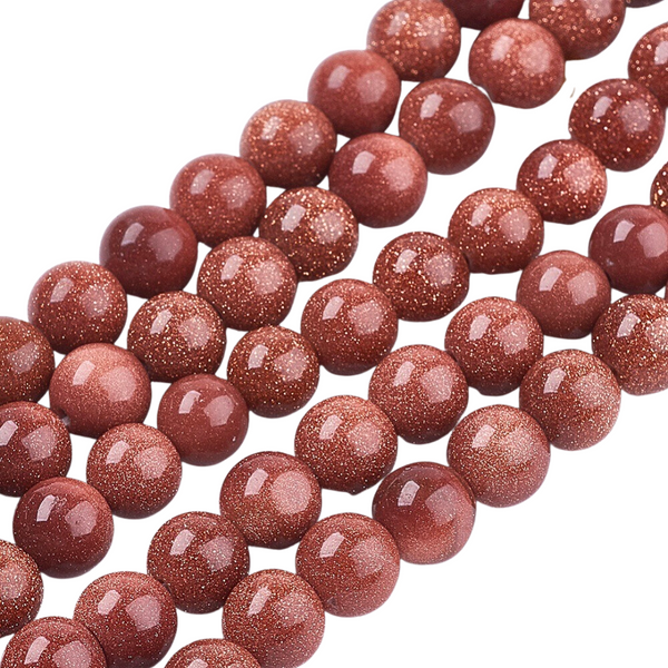 6mm Natural Stone Beads Round Goldstone 10 Pieces