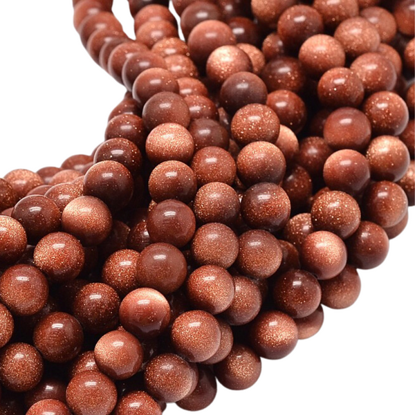 8mm Natural Stone Beads Round Goldstone 10 Pieces