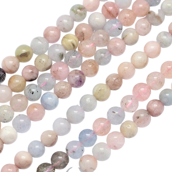 6mm Natural Stone Beads Round Morganite 10 Pieces