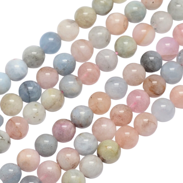 8mm Natural Stone Beads Round Morganite 10 Pieces