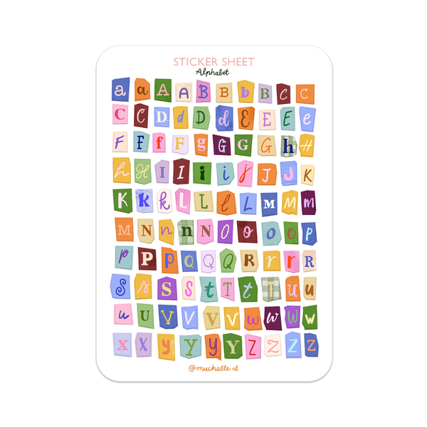 Stickervel Muchable Alfabet A5 - 100 stickers