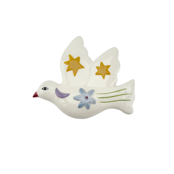 Wanddecoratie Vogel Duif Geel Blauw