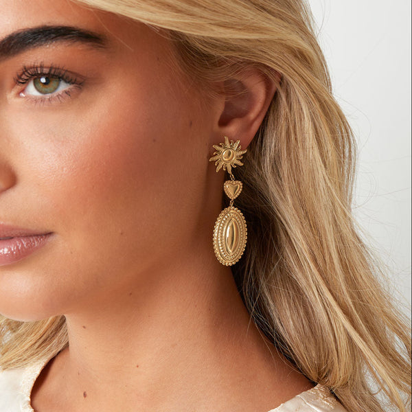 Oorbellen Stud Sun Dangle
