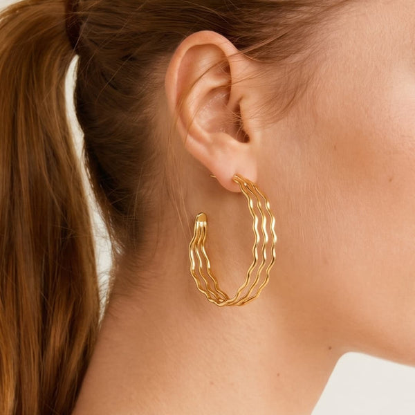 Oorbellen Stud Zigzag Wave