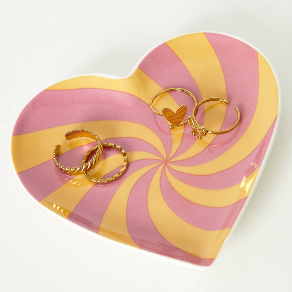Schaaltje Hart Swirl Roze Geel