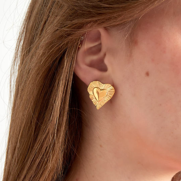 Oorbellen Stud Flaming Heart