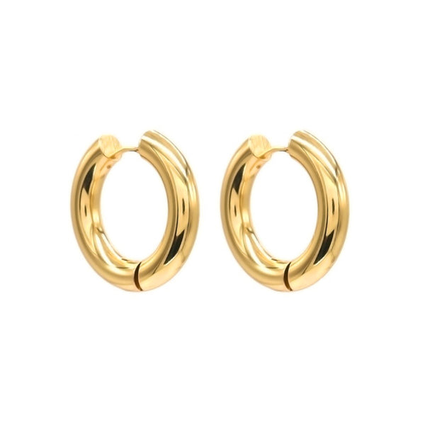 Earrings Creoles Stainless Steel Chunky 25mm Gold