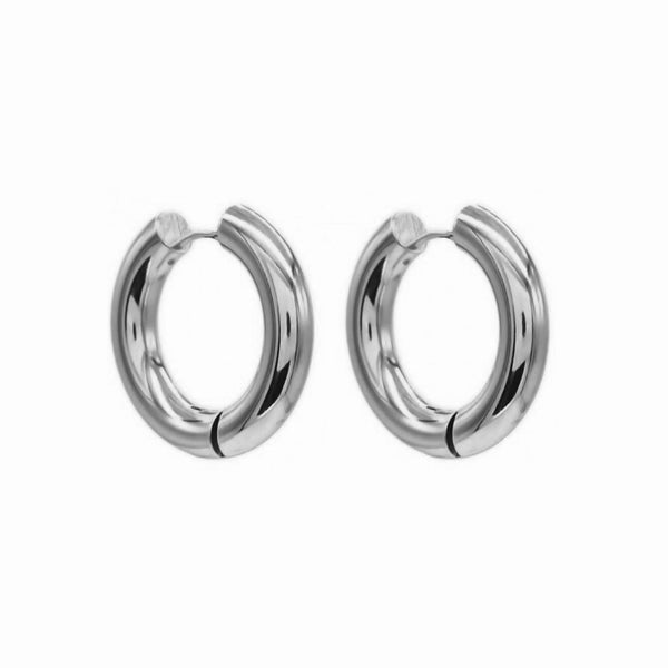 Earrings Creoles Stainless Steel Chunky 25mm Silver