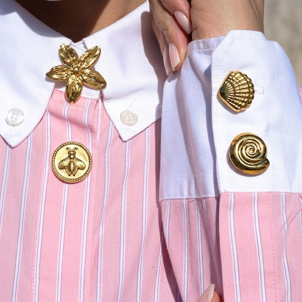 Button Covers Fossiel Schelp - Set van 2