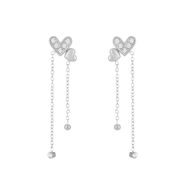 Oorbellen Stud Heart Chain