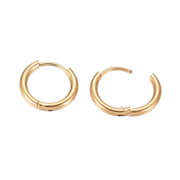 Earrings Creoles Stainless Steel 14mm Gold
