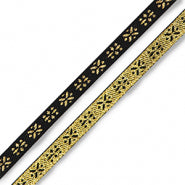 Ribbon - Floral Black/Gold(per meter)
