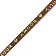 Ribbon - Amour Brown/Gold(per meter)