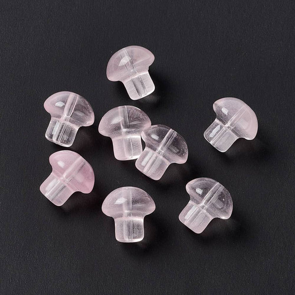 Glass Bead Mushroom Transparent Light Pink