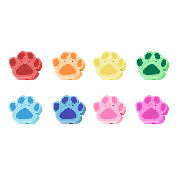 Polymer Beads Dog Paws Multicolor - 5 pieces