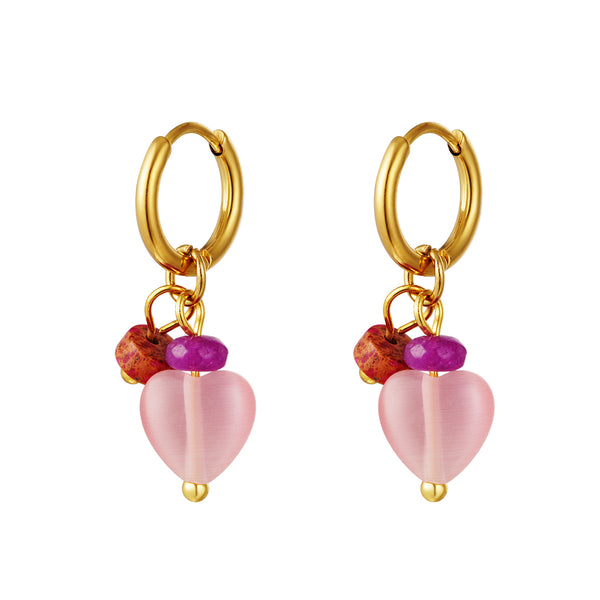 Earrings Hoop Pink Gemstone