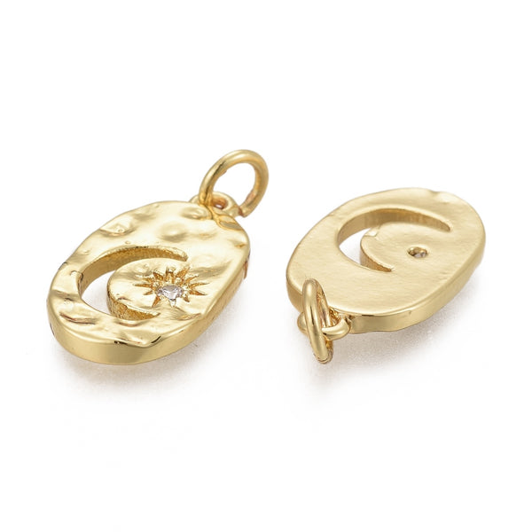DQ Charm Oval Moon Star Gold