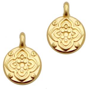 DQ Charm Coin With Flower Gold