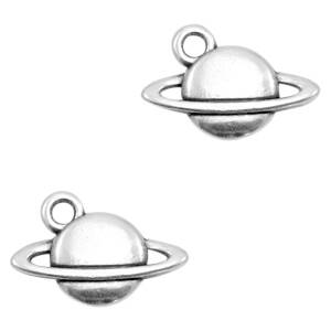 DQ Charm Planet Saturn Antique Silver