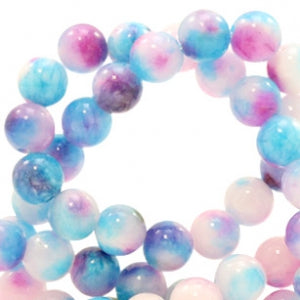8mm Natural stone beads round Watercolor 10 pieces