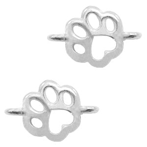 DQ Charm Connector Dog Paw Antique Silver