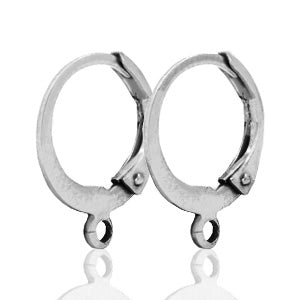 Earring Hook Round With Eye (Stainless steel) Antique Silver