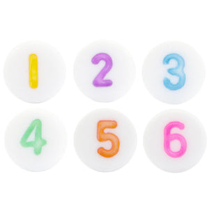 Letter Beads Acrylic Number Mix White Multi - 50 pieces