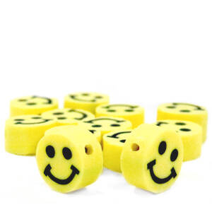 Polymeer Kralen Smiley Yellow 5 stuks