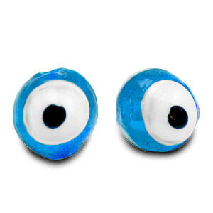 6mm Glaskraal Oog Licht Blauw