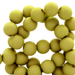 Acrylic beads 4mm Matt Olive Green - 100 pieces