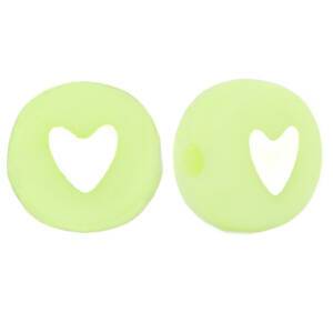 Acrylic Beads Hearts Mint Green 7mm 50 Pieces