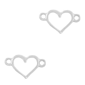 DQ Charm Connector Open Heart Silver