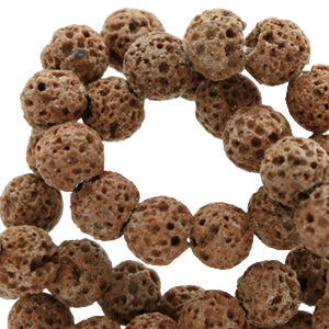 6mm Lava Stone Beads Round Brown 20 Pieces