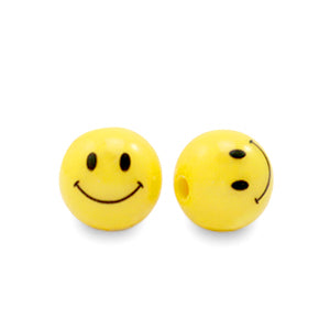 Acrylic Beads Smileys - 8mm Yellow 5pcs
