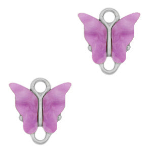 Charm Butterfly Connector Purple Silver