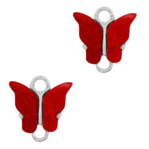 Charm Butterfly Connector Red Silver