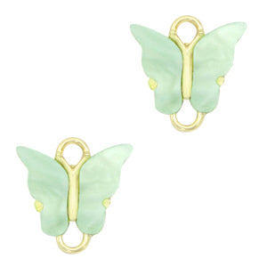 Charm Butterfly Connector Light Green Gold