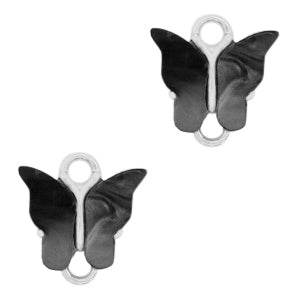 Charm Butterfly Connector Black Silver