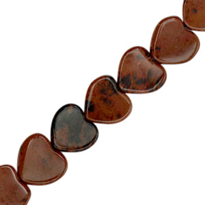 10mm Natural Stone Bead Heart Mahogany Brown