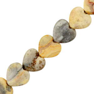 10mm Natural Stone Bead Heart Multicolour Amber Orange
