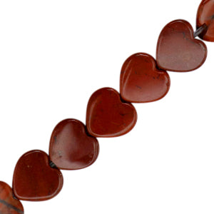 10mm Natural Stone Bead Heart Earth Red