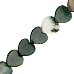 10mm Natural Stone Bead Heart Greige Green