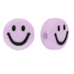Acrylic Beads Smileys Lilac Purple - 100 pieces