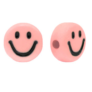 Acrylic Beads Smileys Vintage Pink - 100 pieces