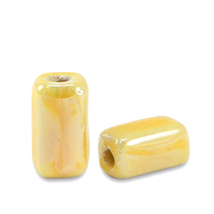 Ceramic Bead DQ Greek Tube Golden Yellow 9x5mm
