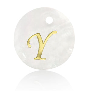 Pendant Shell 15mm Letter Y- Gold