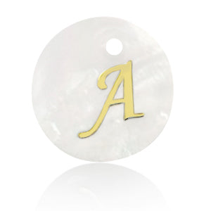 Pendant Shell 15mm Letter A - Gold